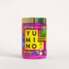 unico yumino amino acids blend yummy gummy flavor packaging custom purple jar gold lid front view on product studio