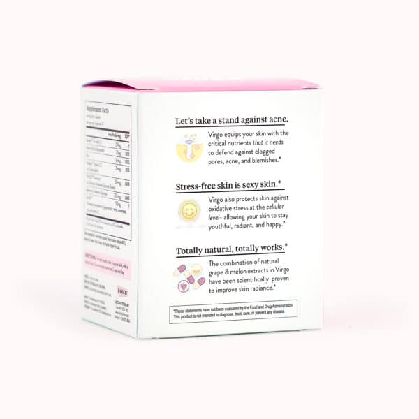 VIRGO acne supplement - back carton panel