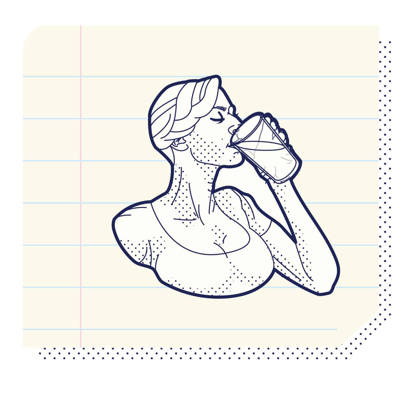 illustration of a woman drinking a protein smoothie